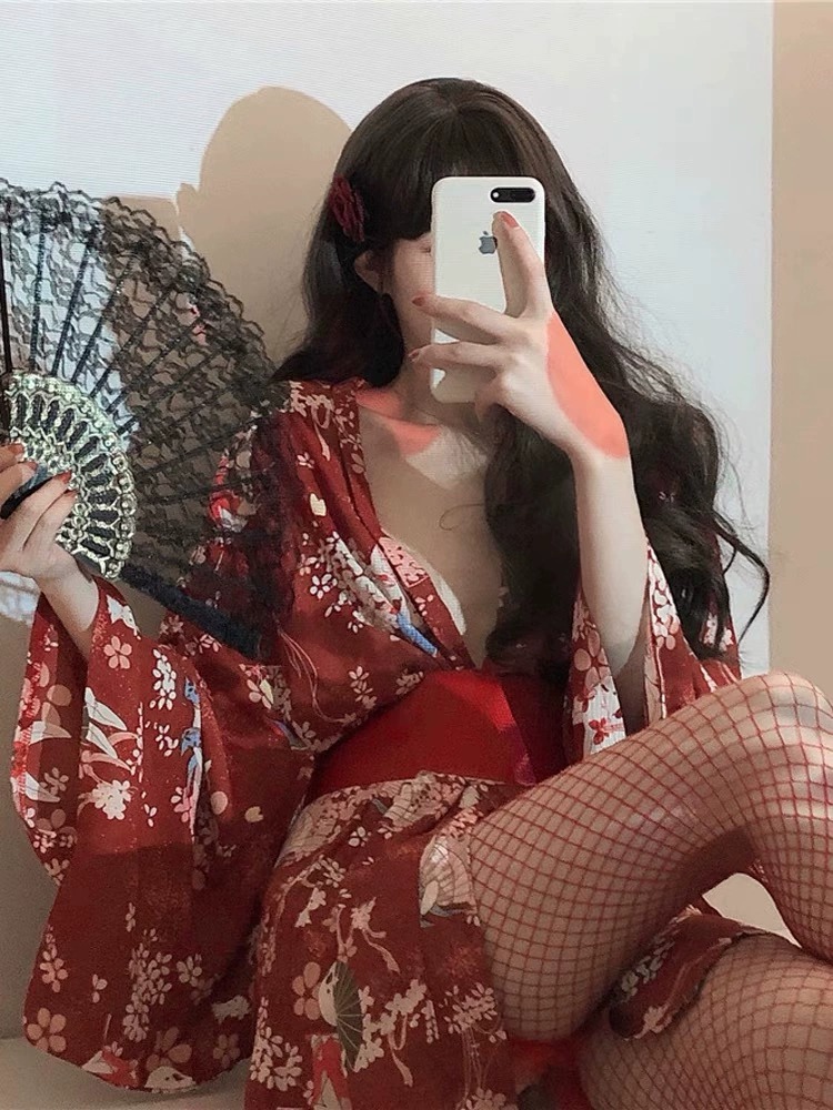 Robe Silk Women - Pakaian tidur seksi Kimono Jepang seks