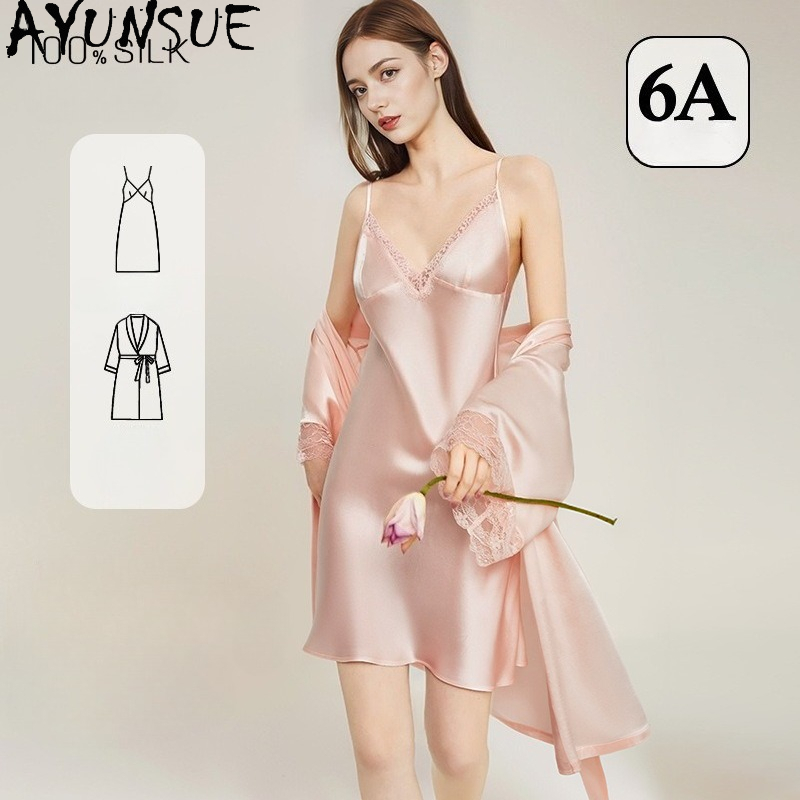 AYUNSUE 100% Set Jubah & Gaun  - Robe Silk Women ulasan dan harga