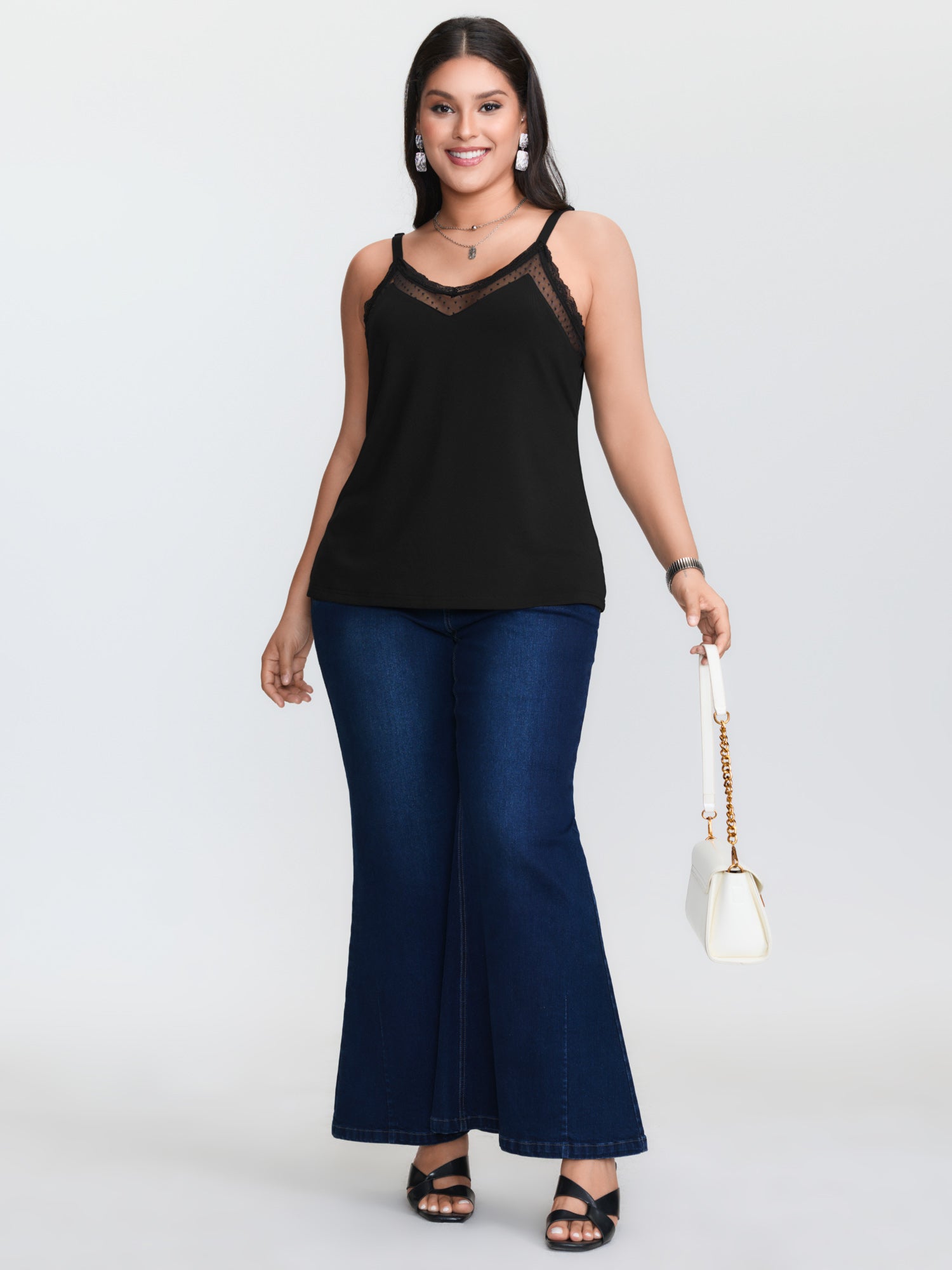 Tank top rajutan hitam ukuran  - Cami Top Lace ulasan dan harga